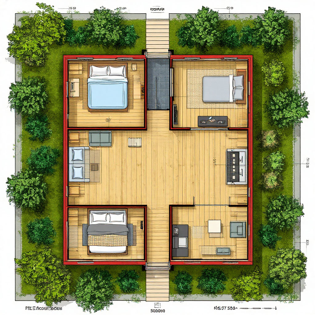 500 sq ft cabin blueprint