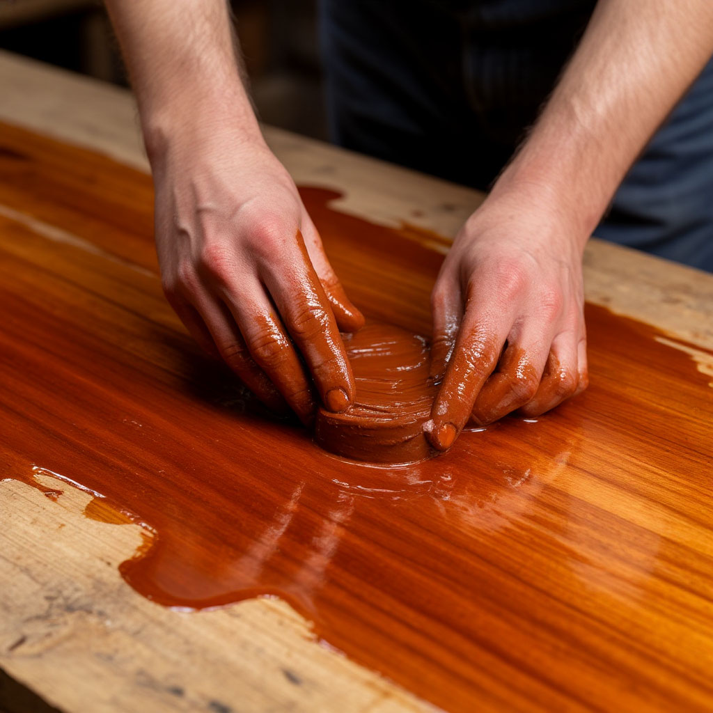 Applying varnish to wood for protection