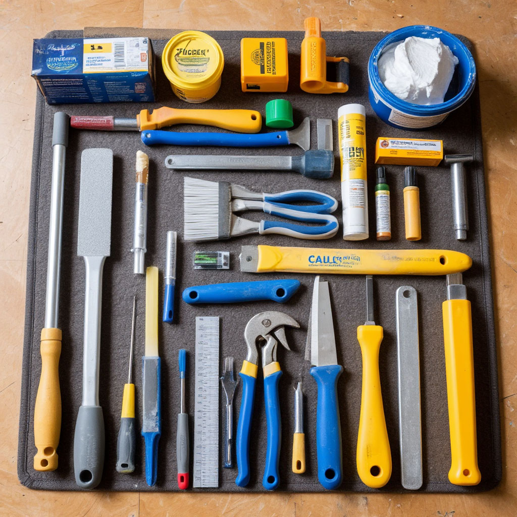 Complete chinking tools and materials set