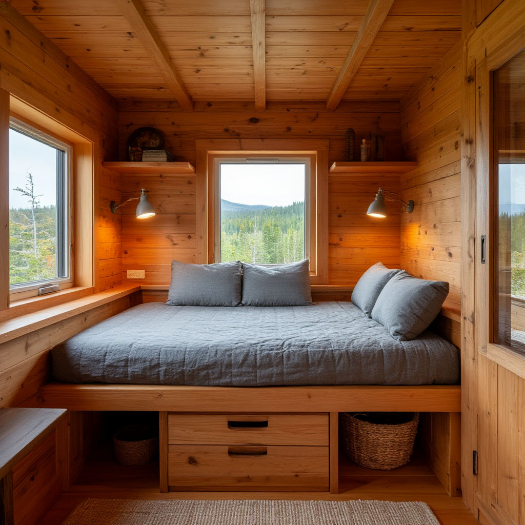 Convertible furniture in small cabin