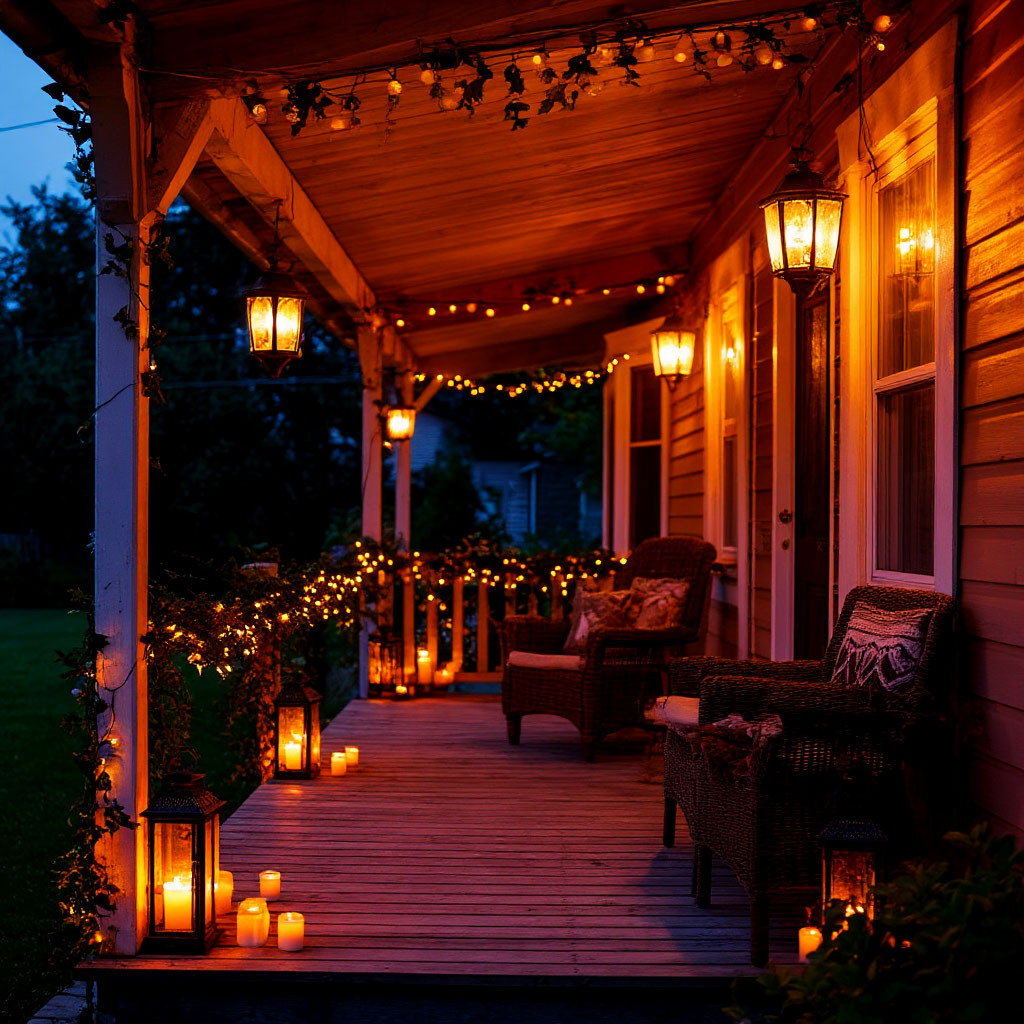 Cozy outdoor lighting for rustic cabin