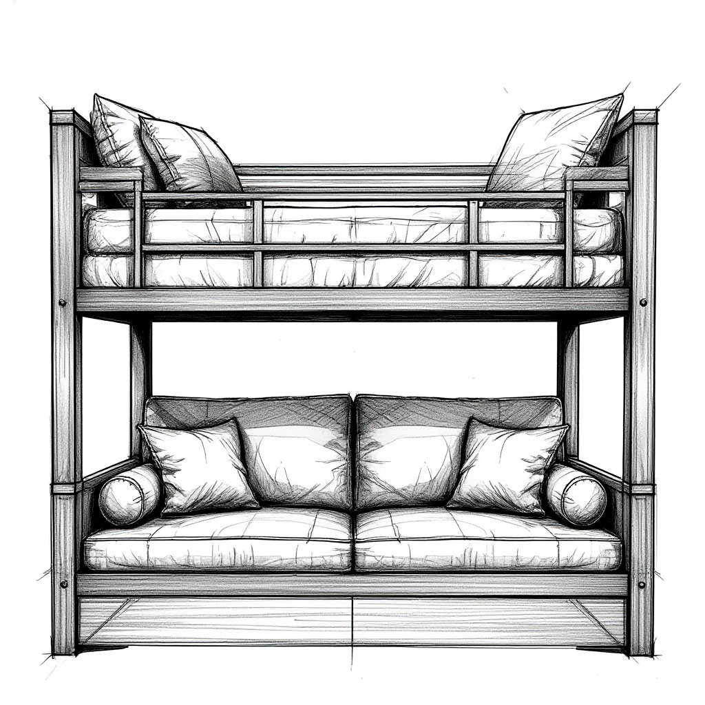 DIY loft bed blueprint with measurements