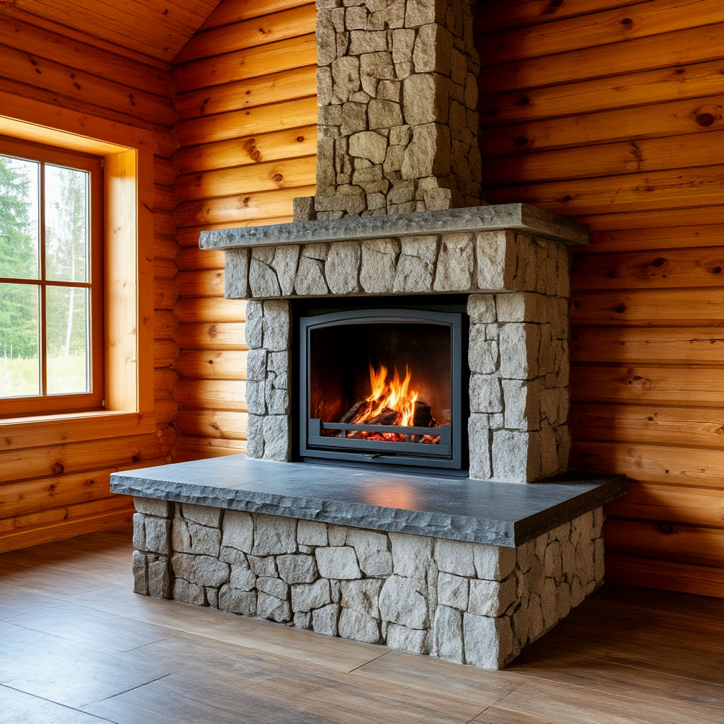 Finished stone hearth