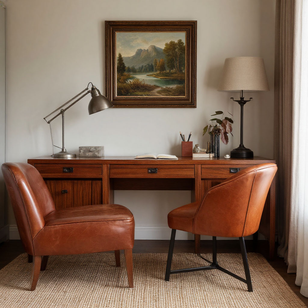 Functional rustic home office space