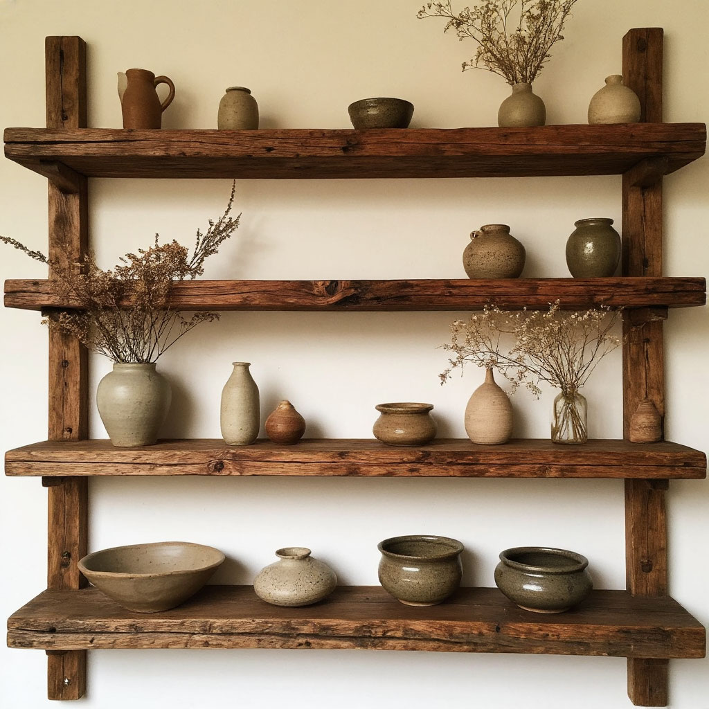 Handmade rustic shelving unit