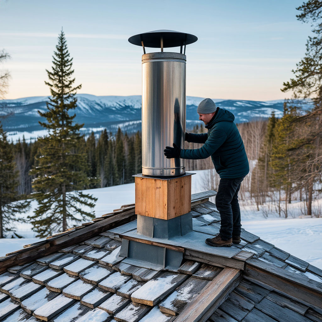 Installing chimney on roof