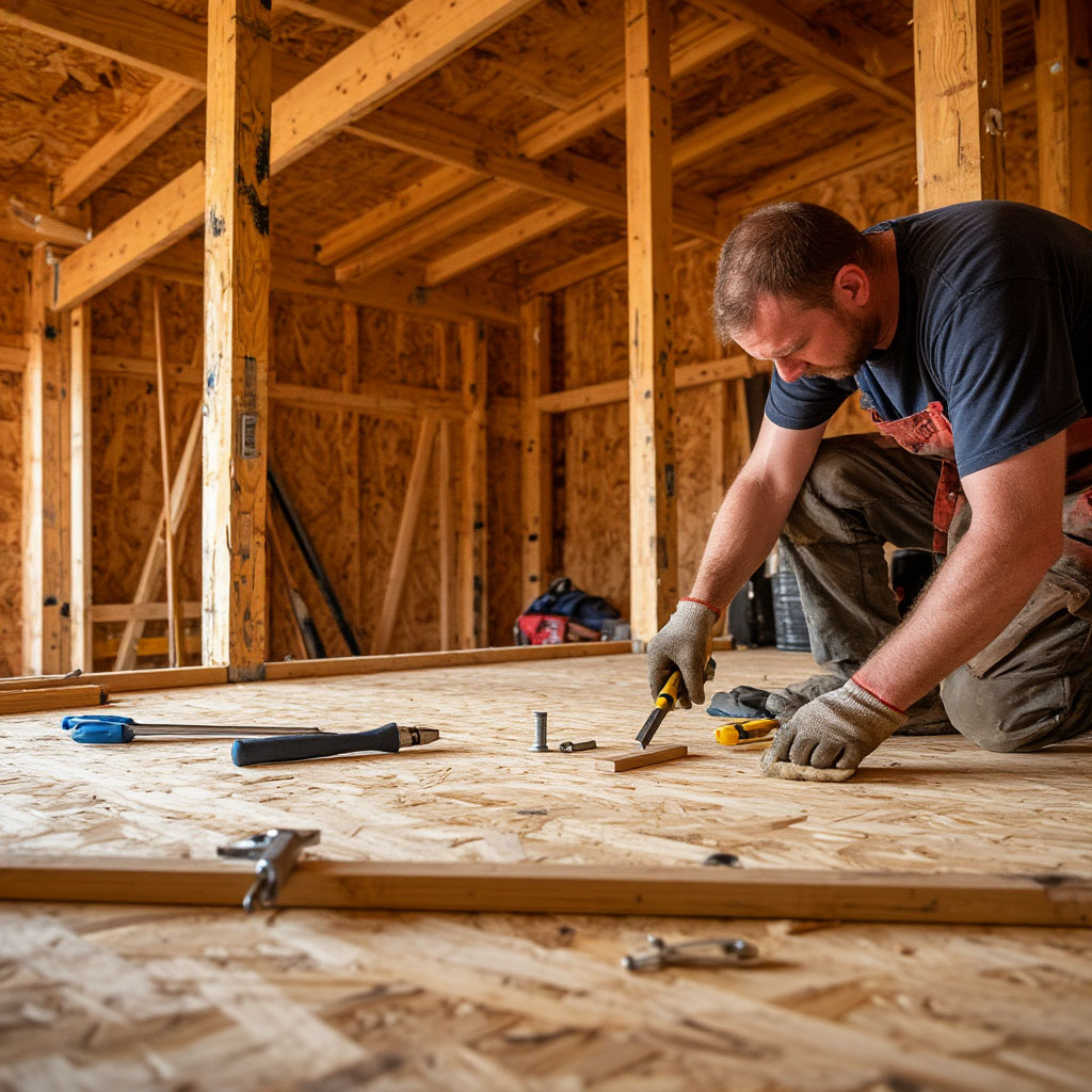 Installing plywood flooring for cabin loft