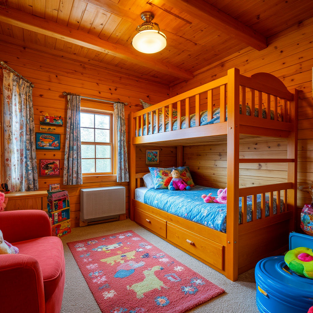 Kids' bunk bed in a small cabin