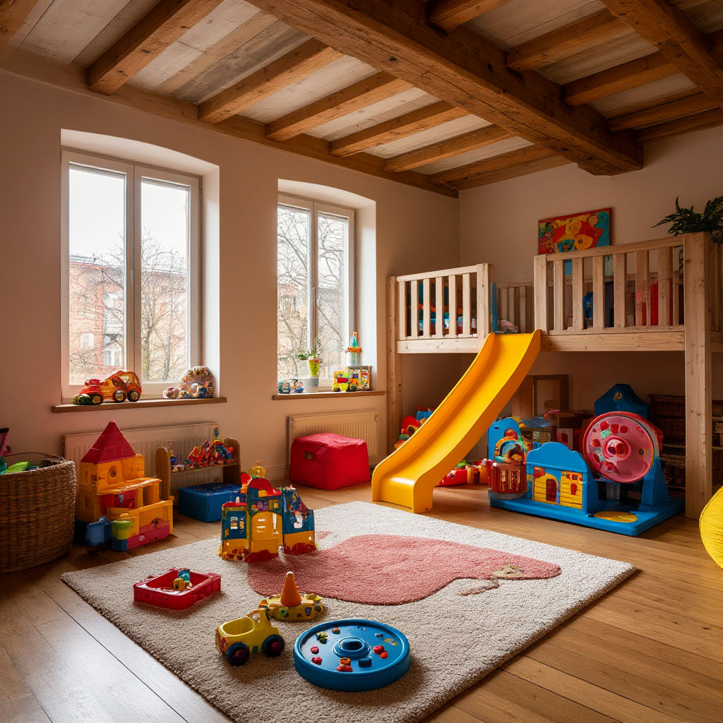 Kids play zone in cabin loft