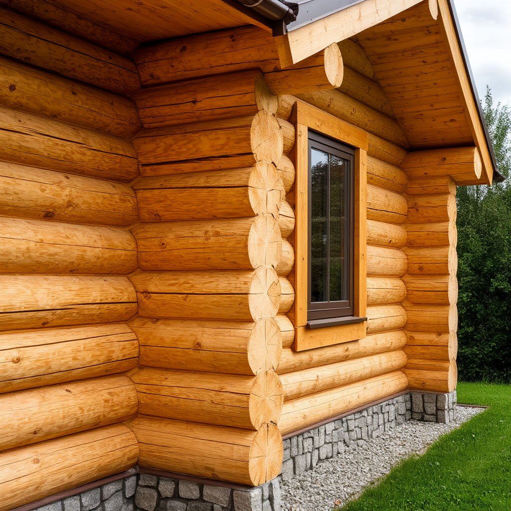 Log cabin wall insulation with air gap