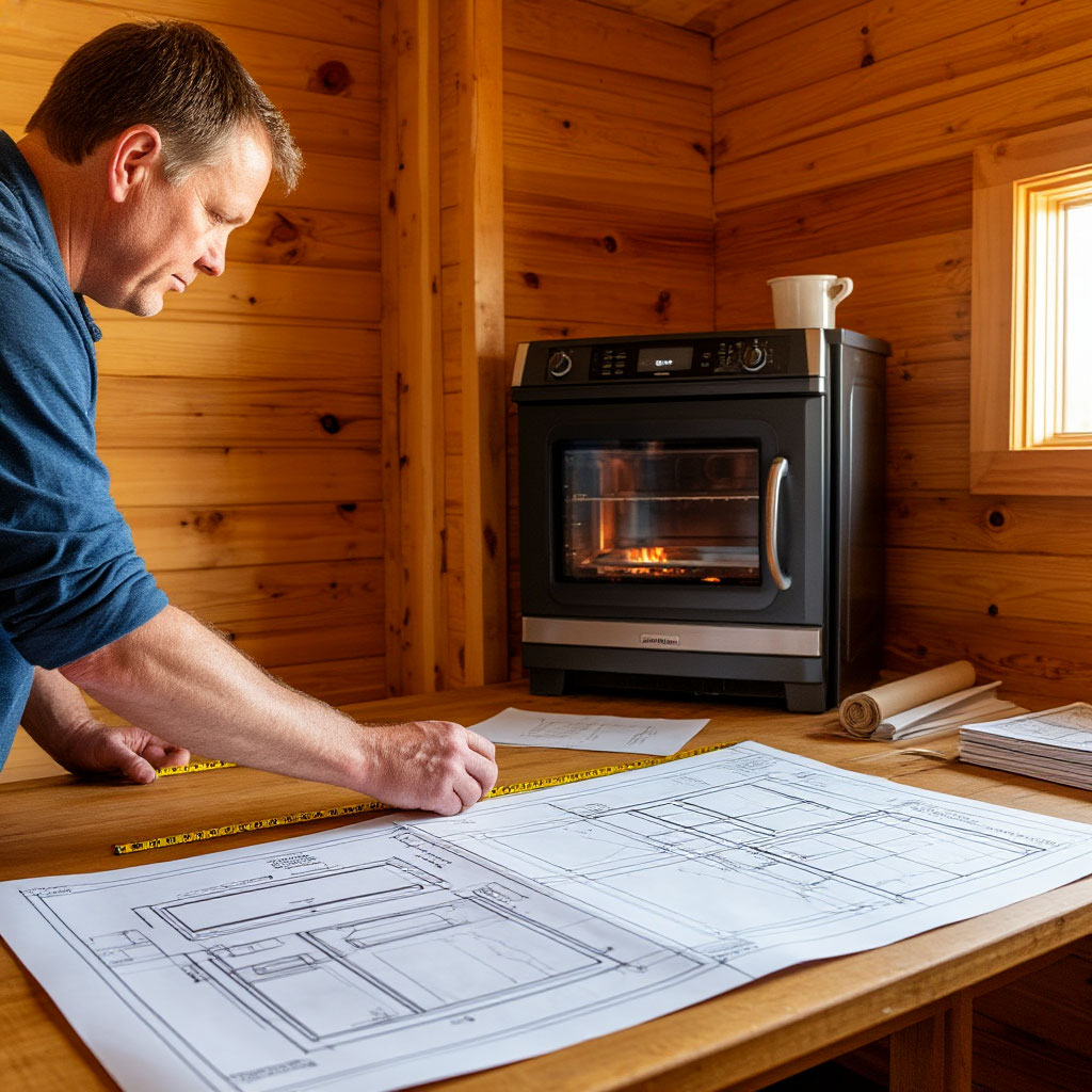 Measuring cabin space for stove