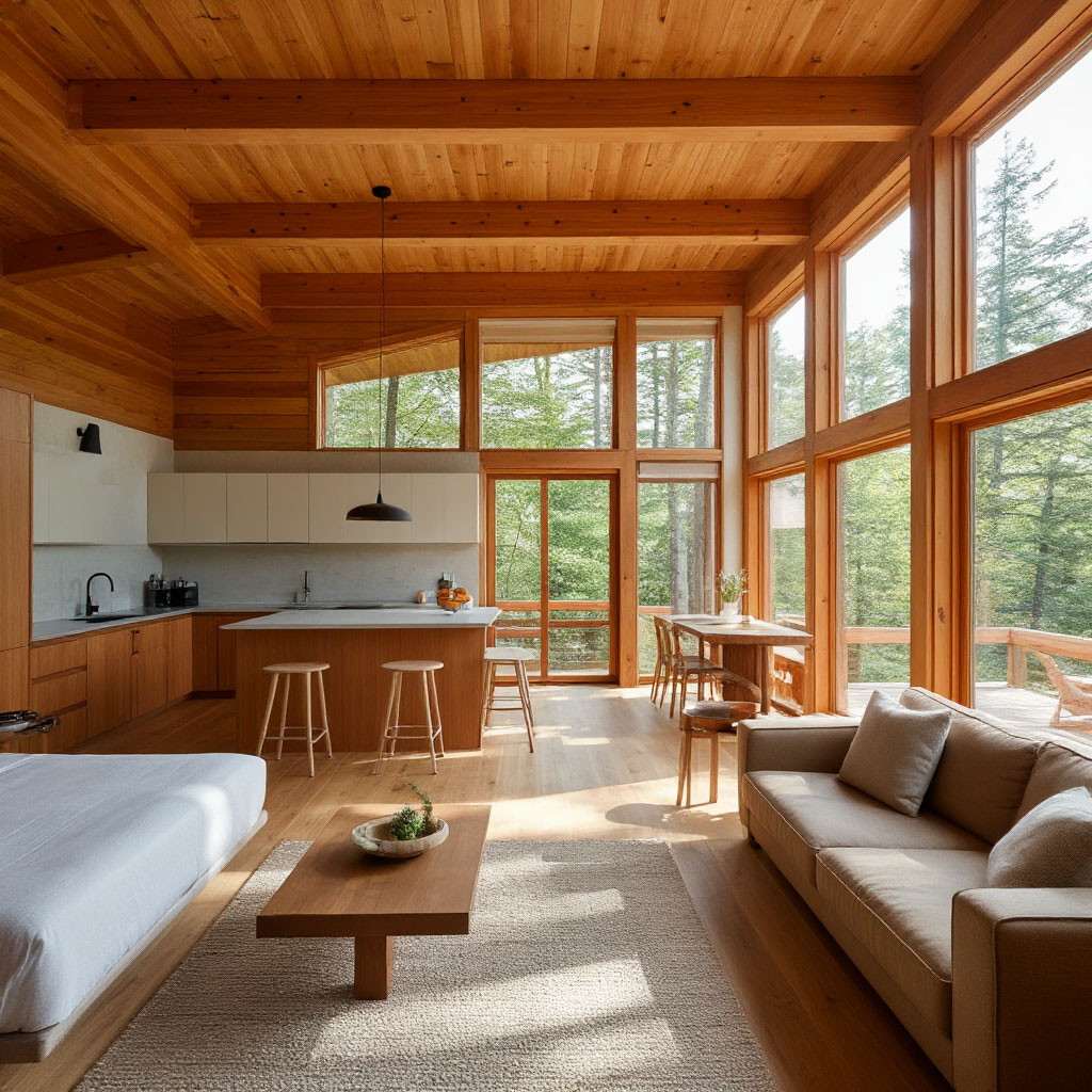 Open concept small cabin floor plan