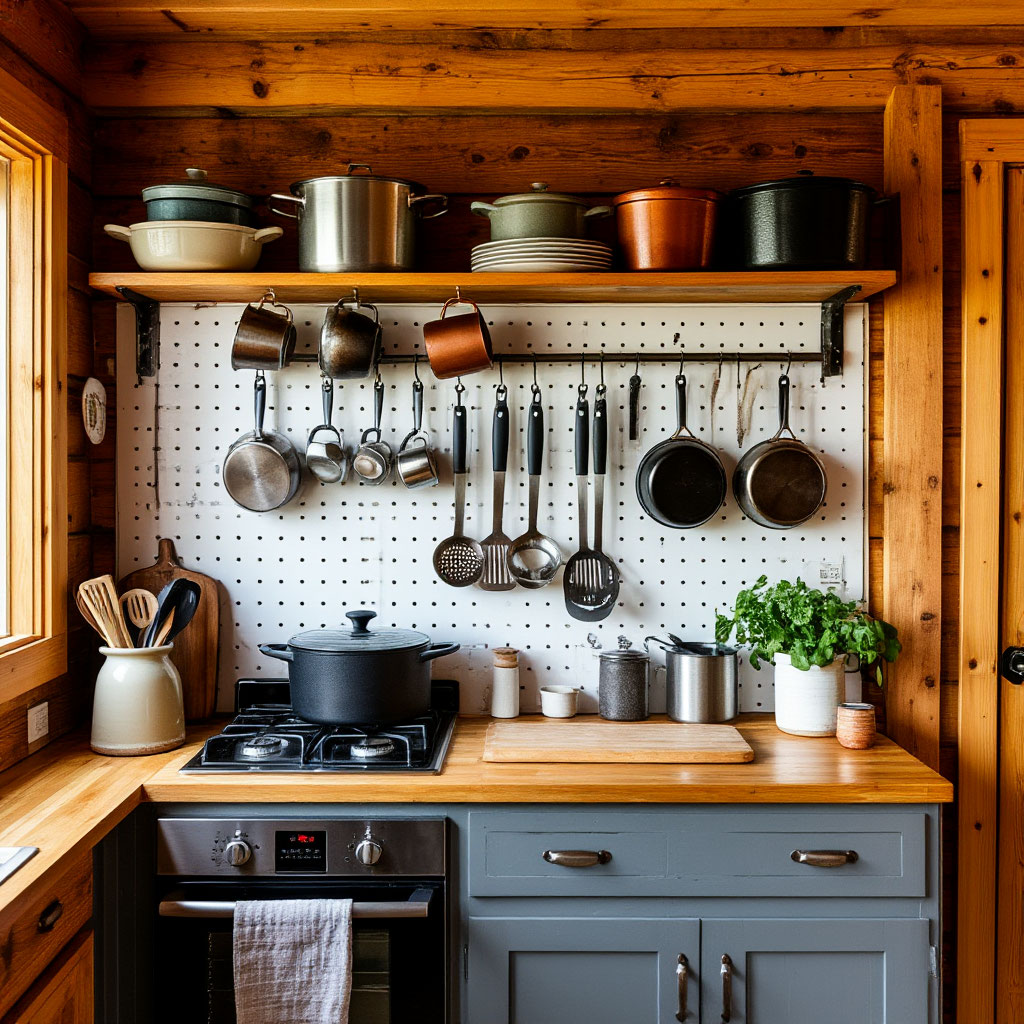 Pegboard kitchen organization