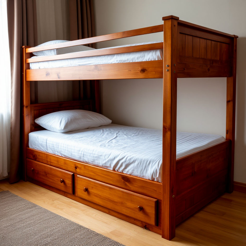 Sanded and stained loft bed finish