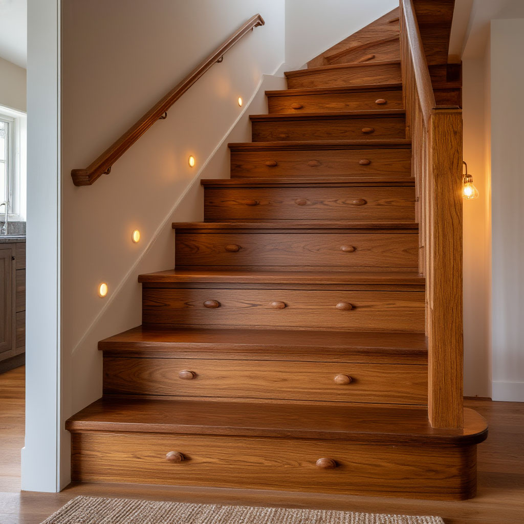Storage stairs in small cabin