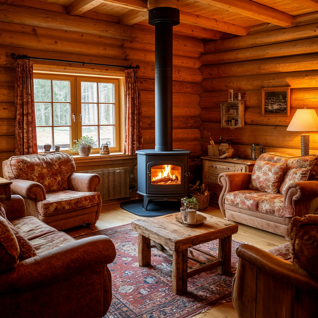 Stove placement in cabin interior