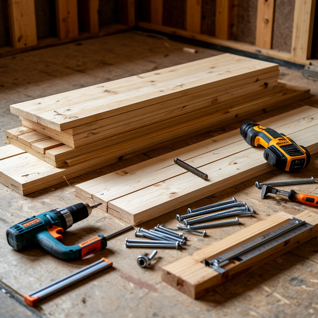 Tools and materials for DIY loft building