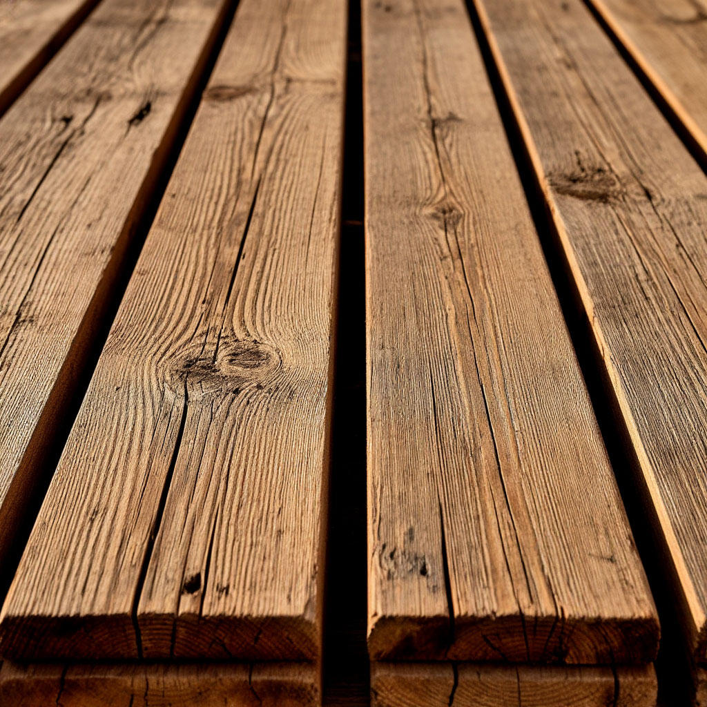 Weathered reclaimed wood planks