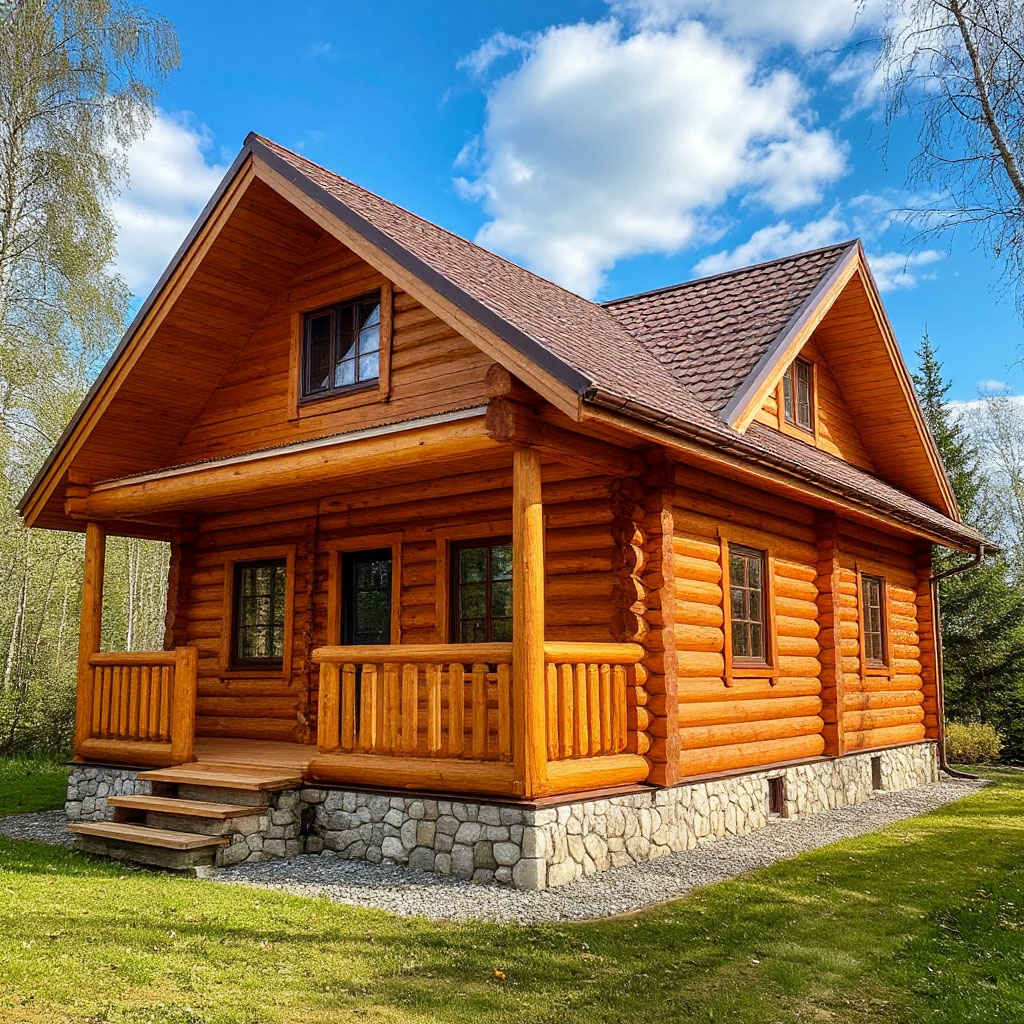 Well-maintained log cabin years after chinking