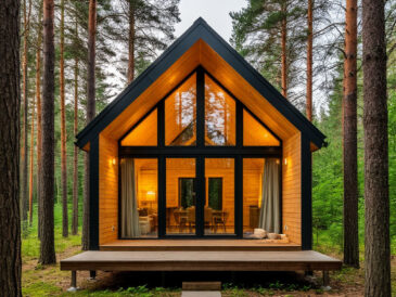 Forest cabin with sustainable design